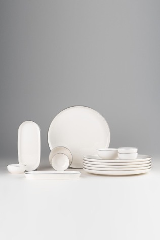 Kütahya Porselen Moderna 14 Parça 6 Kişilik Kahvaltı Takımı Mat Platin File - Kütahya Porselen