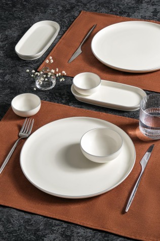 Kütahya Porselen Moderna 14 Parça 6 Kişilik Kahvaltı Takımı Mat Platin File - Kütahya Porselen