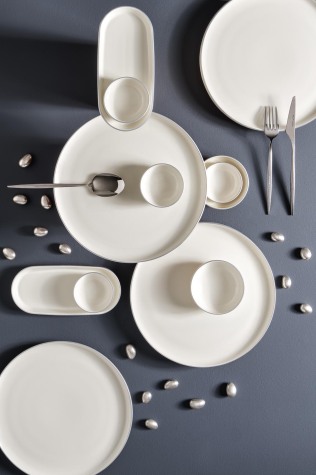 Kütahya Porselen Moderna 14 Parça 6 Kişilik Kahvaltı Takımı Mat Platin File - Kütahya Porselen