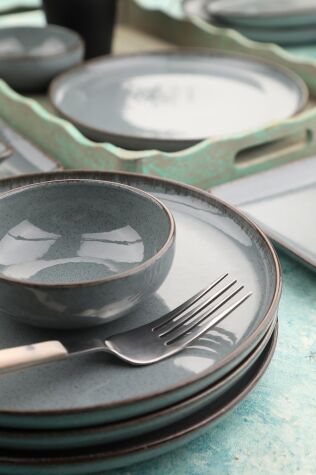 Kütahya Porselen Moderna 14 Parça 6 Kişilik Kahvaltı Takımı Mavi - Kütahya Porselen