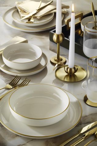 Kütahya Porselen Moderna 16 Parça 4 Kişilik Yemek Takımı Altın Fileli - Kütahya Porselen