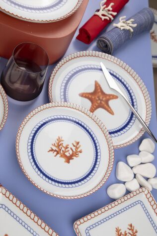 Kütahya Porselen Moderna 18 Parça 6 Kişilik İkram Seti Sailor Rope - Kütahya Porselen