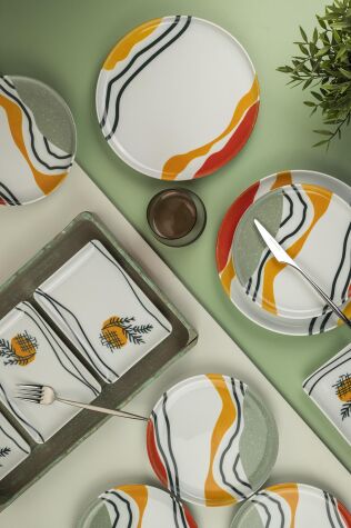 Kütahya Porselen Moderna 18 Parça 6 Kişilik İkram Seti Estate - Kütahya Porselen