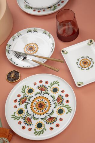 Kütahya Porselen Moderna 18 Parça 6 Kişilik İkram Seti Natural - Kütahya Porselen