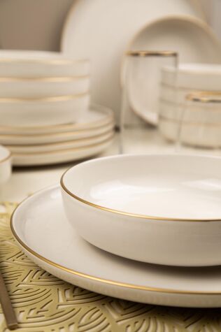 Kütahya Porselen Moderna 18 Parça 6 Kişilik Yemek Takımı Altın File - Kütahya Porselen