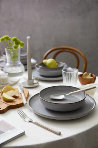 Kütahya Porselen Moderna 18 Parça 6 Kişilik Yemek Takımı Gri - Kütahya Porselen