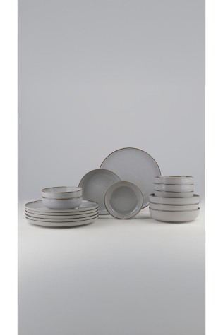 Kütahya Porselen Moderna 18 Parça 6 Kişilik Yemek Takımı Gri - Kütahya Porselen