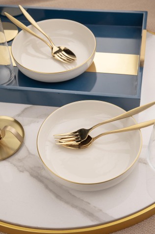 Kütahya Porselen Moderna 2 li 20 Cm Kase Altın File - Kütahya Porselen