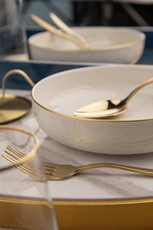 Kütahya Porselen Moderna 2 li 20 Cm Kase Altın File - Kütahya Porselen