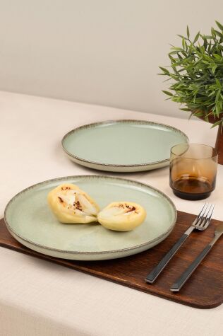 Kütahya Porselen Moderna 2 Parça 24 Cm Düz Tabak Yeşil - Kütahya Porselen