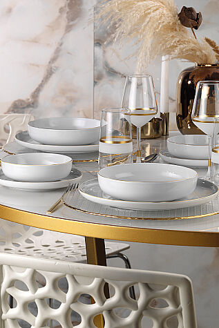 Kütahya Porselen Moderna 24 Parça 6 Kişilik Yemek Takımı Altın - Kütahya Porselen