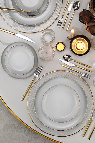 Kütahya Porselen Moderna 24 Parça 6 Kişilik Yemek Takımı Altın - Kütahya Porselen