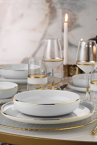 Kütahya Porselen Moderna 24 Parça 6 Kişilik Yemek Takımı Altın - Kütahya Porselen