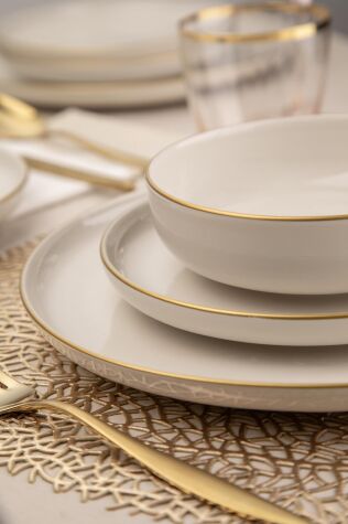 Kütahya Porselen Moderna 24 parça 6 Kişilik Yemek Takımı Altın File - Kütahya Porselen