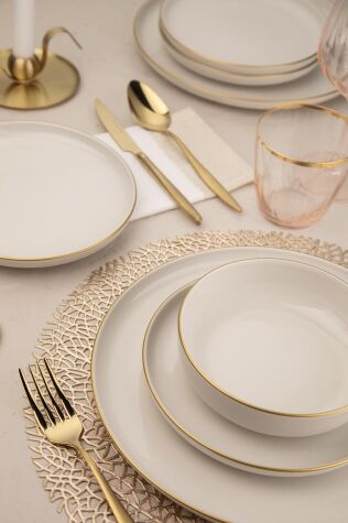 Kütahya Porselen Moderna 24 parça 6 Kişilik Yemek Takımı Altın File - Kütahya Porselen