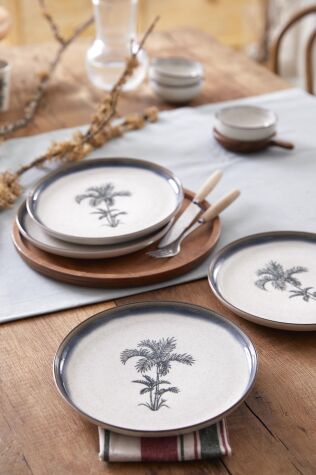 Kütahya Porselen Palmiye 4 Parça 21 Cm Pasta Tabağı 80794 - Kütahya Porselen