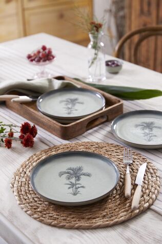 Kütahya Porselen Palmiye 4 Parça 21 Cm Pasta Tabağı 80795 - Kütahya Porselen