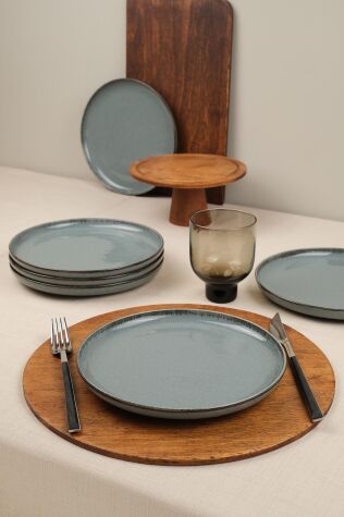 Kütahya Porselen Moderna 6 Parça 21 Cm Düz Tabak Mavi - Kütahya Porselen