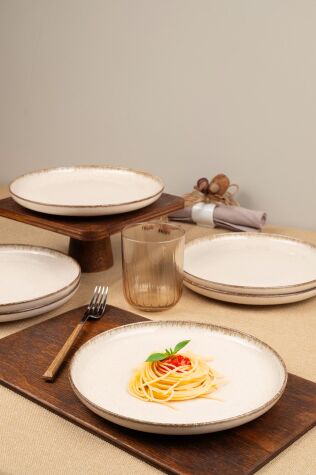 Kütahya Porselen Moderna 6 Parça 21 Cm Düz Tabak Tarçın - Kütahya Porselen