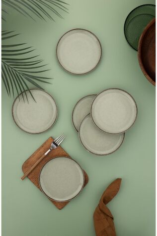 Kütahya Porselen Moderna 6 Parça 15cm Düz Tabak Yeşil - Kütahya Porselen