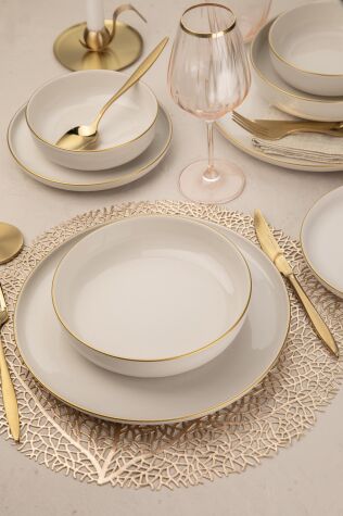 Kütahya Porselen Moderna 8 Parça 2 Kişilik Yemek Takımı Altın Fileli - Kütahya Porselen