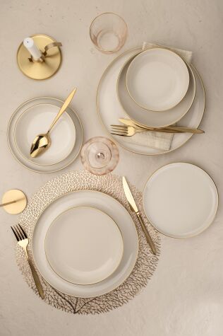 Kütahya Porselen Moderna 8 Parça 2 Kişilik Yemek Takımı Altın Fileli - Kütahya Porselen