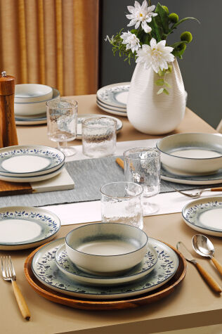 Kütahya Porselen Indigo Bloom 24 Parça 6 Kişilik Yemek Takımı - Kütahya Porselen