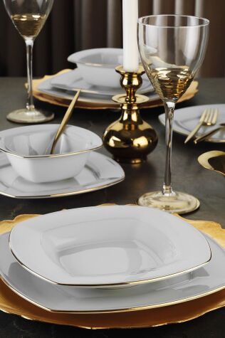 Kütahya Porselen Novo 24 Parça 6 Kişilik Altın Fileli Yemek Takımı - Kütahya Porselen