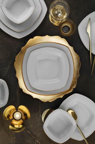 Kütahya Porselen Novo 24 Parça 6 Kişilik Altın Fileli Yemek Takımı - Kütahya Porselen