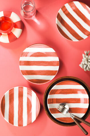 Kütahya Porselen Ocean Line 4 Parça 20 Cm Pasta Tabağı Turuncu - Kütahya Porselen