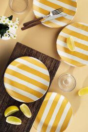 Kütahya Porselen Ocean Line 4 Parça 20 Cm Pasta Tabağı Sarı 