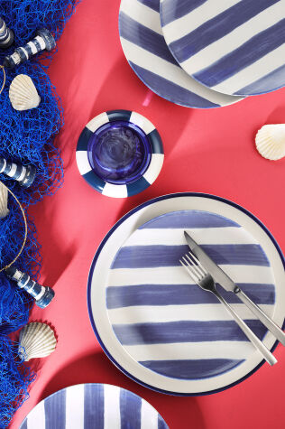 Kütahya Porselen Ocean Line 4 Parça 25 Cm Servis Tabağı Mavi - Kütahya Porselen