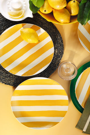 Kütahya Porselen Ocean Line 4 Parça 25 Cm Servis Tabağı Sarı - Kütahya Porselen