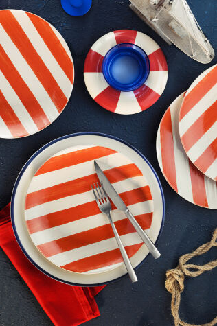 Kütahya Porselen Ocean Line 4 Parça 25 Cm Servis Tabağı Turuncu - Kütahya Porselen