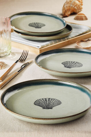 Kütahya Porselen Perla 4 Parça 21 Cm Servis Tabağı Yeşil - Kütahya Porselen