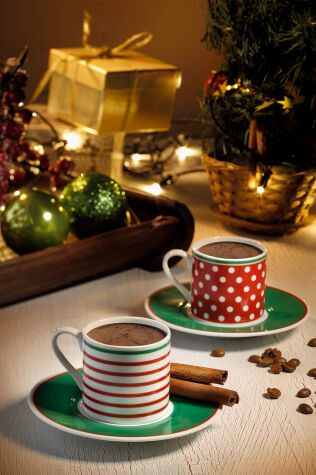 Kütahya Porselen Puantiyeli 4 Parça 2 Kişilik Kahve Takımı - Kütahya Porselen