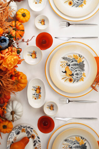 Kütahya Porselen Bone Pumpkin 14 Parça 6 Kişilik Kahvaltı Takımı - Kütahya Porselen
