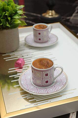 Kütahya Porselen Rüya 12 Parça 6 Kişilik Kahve Takımı 12398/4 Pembe - Kütahya Porselen