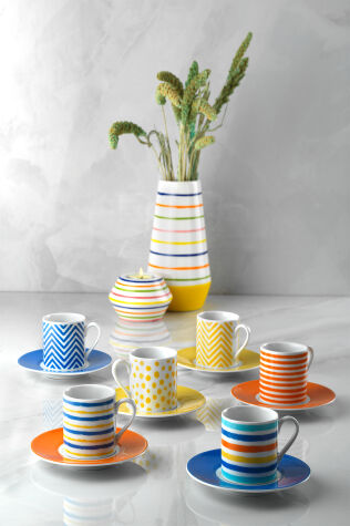 Kütahya Porselen Rüya Renkli 12 Parça 6 Kişilik Kahve Fincan Takımı 11334 - Kütahya Porselen