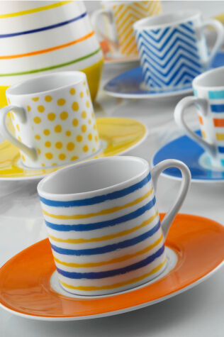 Kütahya Porselen Rüya Renkli 12 Parça 6 Kişilik Kahve Fincan Takımı 11334 - Kütahya Porselen