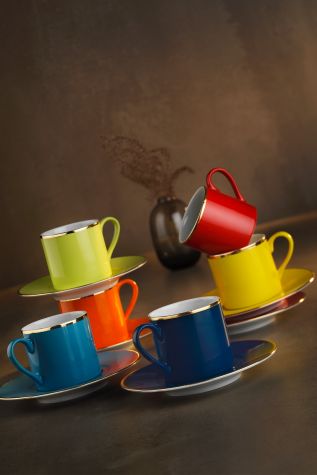 Kütahya Porselen - Kütahya Porselen Rüya Renkli Kahve Fincan Takımı