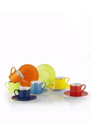 Kütahya Porselen Rüya Renkli Kahve Fincan Takımı - Thumbnail (1)