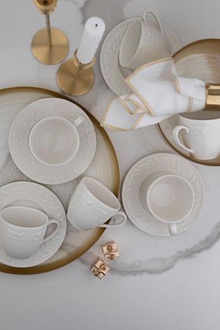 Kütahya Porselen Silvia 12 Parça 6 Kişilik Çay Takımı Krem - Kütahya Porselen