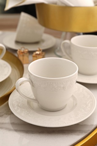 Kütahya Porselen Silvia 12 Parça 6 Kişilik Çay Takımı Krem - Kütahya Porselen