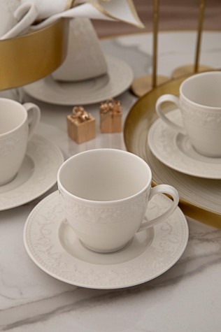 Kütahya Porselen Silvia 12 Parça 6 Kişilik Çay Takımı Krem - Kütahya Porselen