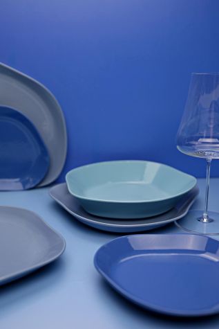 Kütahya Porselen Skallop 18 Parça 6 Kişilik Yemek Takımı Mavi - Kütahya Porselen