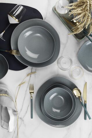 Kütahya Porselen Soho 24 Parça 6 Kişilik Yemek Takımı Mavi - Kütahya Porselen