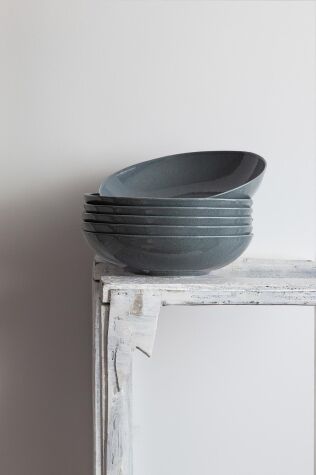 Kütahya Porselen Soho 6 Parça 22 Cm Çukur Yemek Tabağı Mavi - Kütahya Porselen