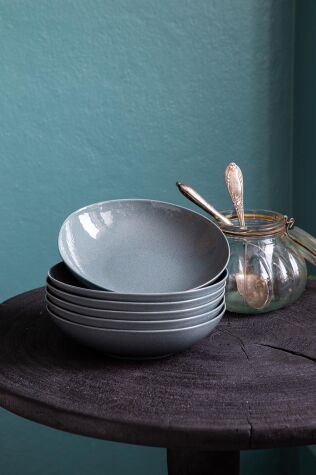 Kütahya Porselen Soho 6 Parça 22 Cm Çukur Yemek Tabağı Mavi - Kütahya Porselen