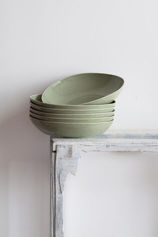 Kütahya Porselen Soho 6 Parça 22 Cm Çukur Yemek Tabağı Yeşil - Kütahya Porselen